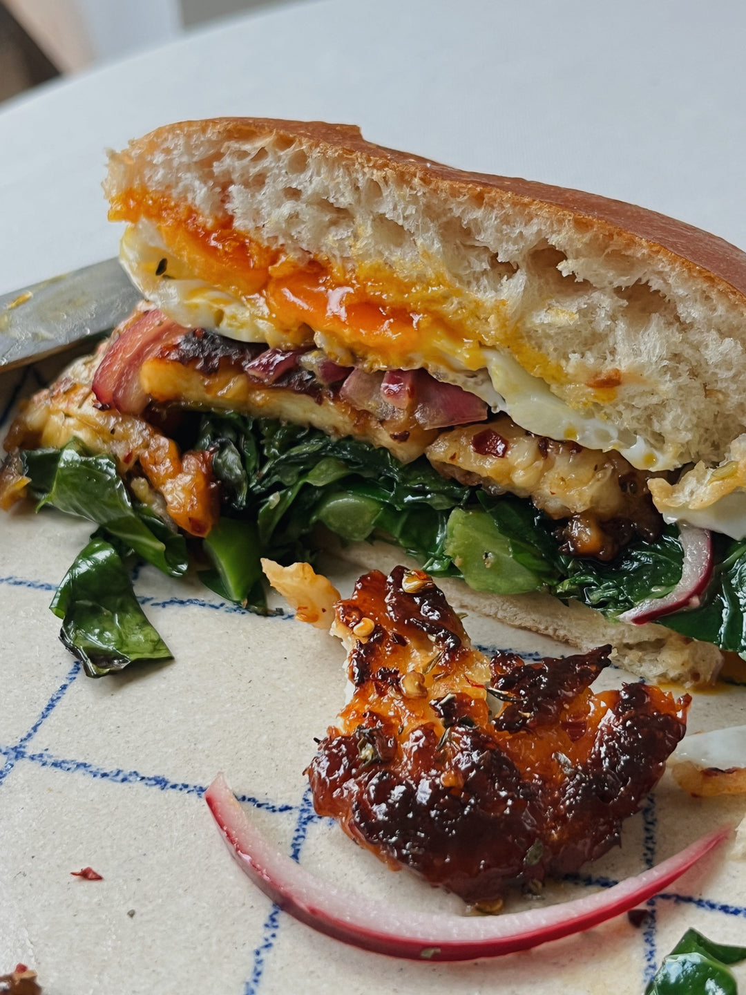 Honeyed Halloumi, Spring Greens & Fried Egg Buns