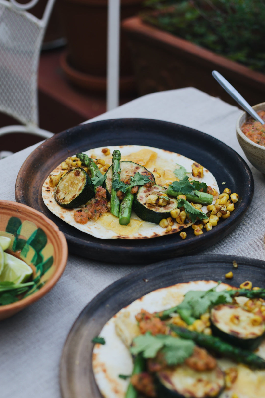 Summer Veg Quesadillas with Honeyed Apricot Salsa