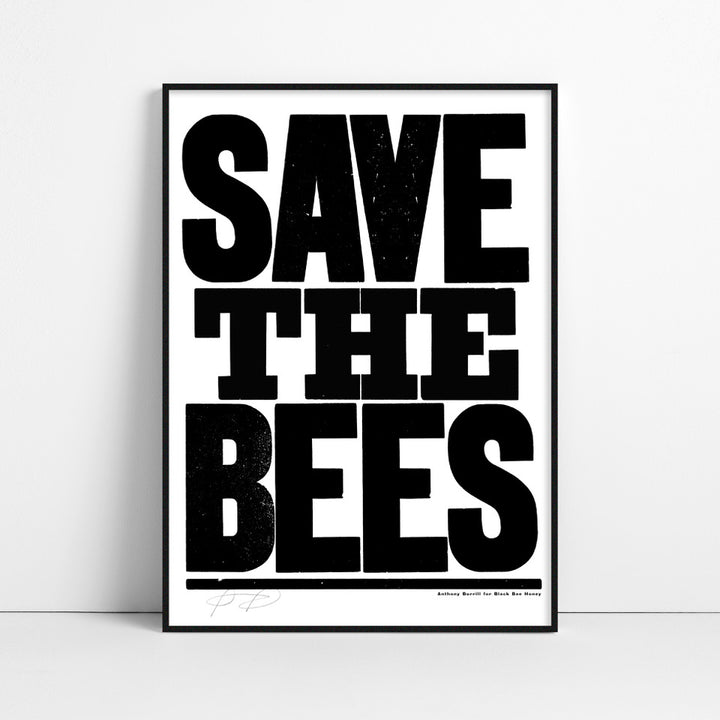 Save the Bees Screen Print - Black