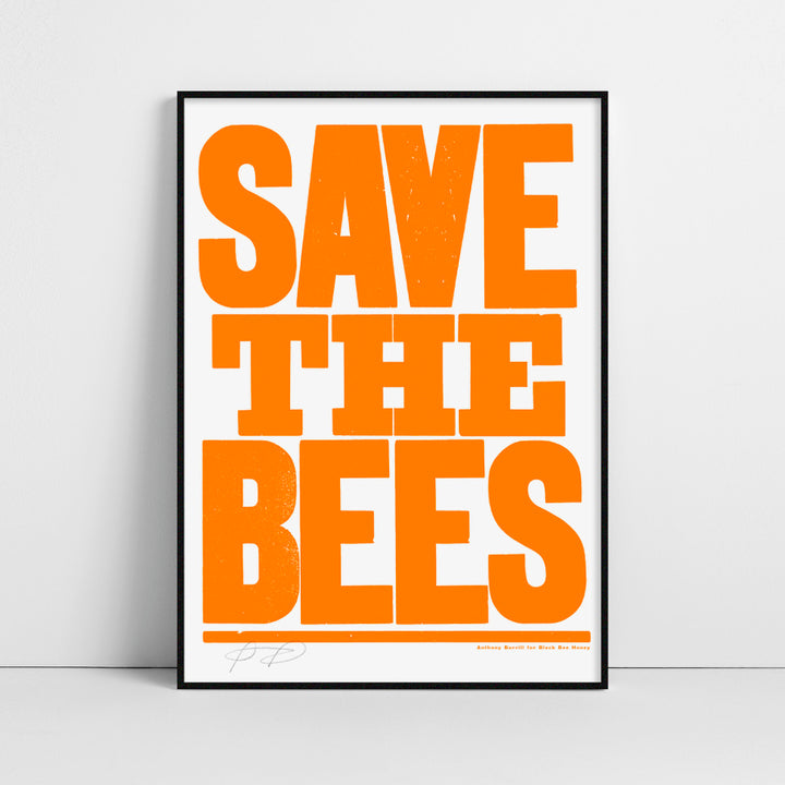 Save the Bees Screen Print - Orange